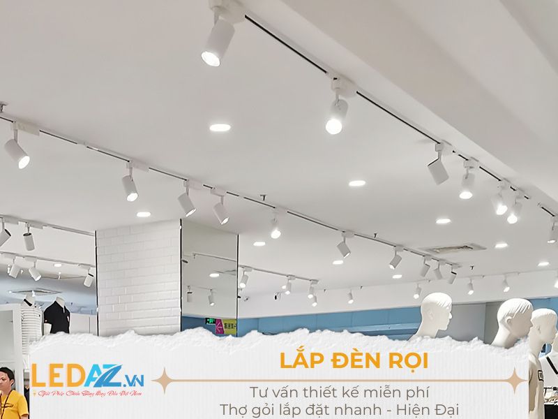 Lắp Đèn Led lap den roi ray 1
