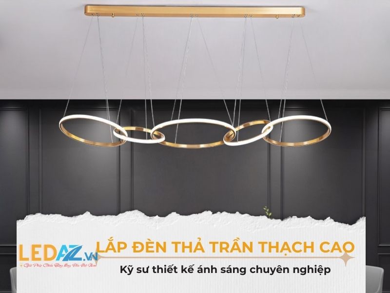 Lắp Đèn Led lap den tha tran thach cao 1