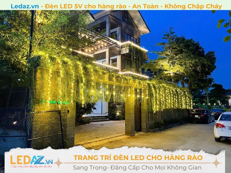 Lắp Đèn Trang Trí Cây Thi công đèn led quấn cây